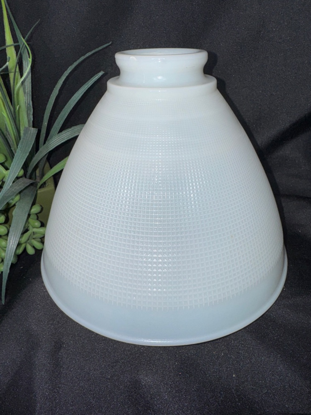 Vintage white milk glass waffle pattern lamp diffuser torchiere lamp cover